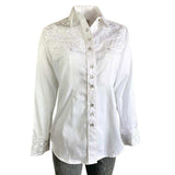 Women's Vintage Tooling Embroidery White-on-White Western Shirt - Rockmount Clothing - Flyclothing LLC