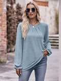 Long Flounce Sleeve Round Neck Blouse - Trendsi - Flyclothing LLC