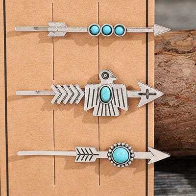 3 PCS/Set Artificial Turquoise Hair Pins - Trendsi - Flyclothing LLC