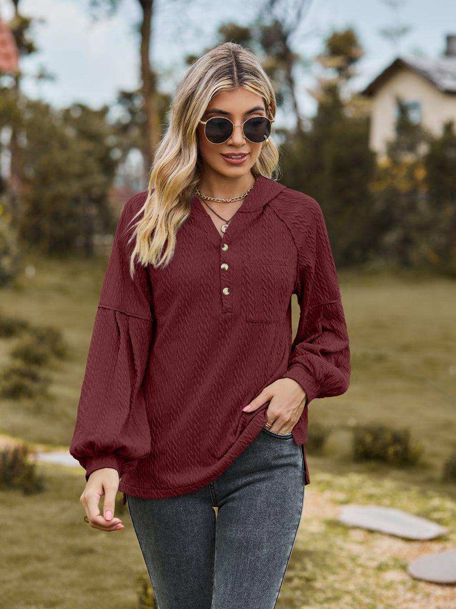 Cable-Knit Dropped Shoulder Hoodie - Trendsi - Flyclothing LLC