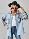 Leopard Button Up Denim Jacket - Trendsi - Flyclothing LLC