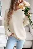 Cable-Knit Round Neck Drop Shoulder Sweater - Trendsi - Flyclothing LLC