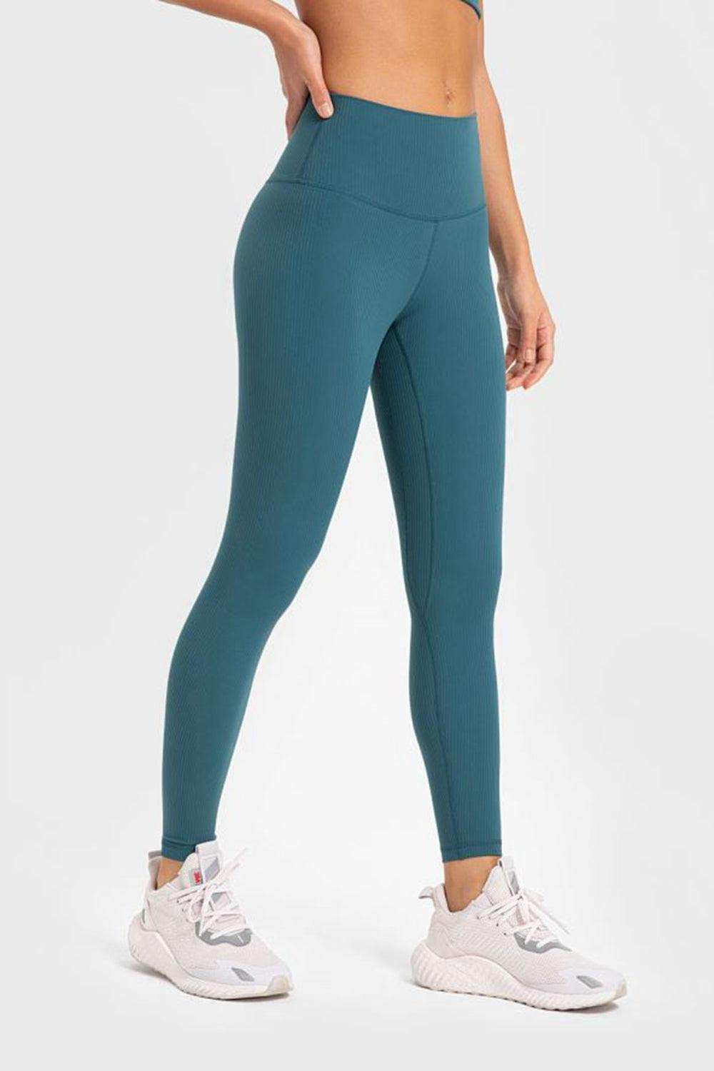 Highly Stretchy Wide Waistband Yoga Leggings - Trendsi - Flyclothing LLC