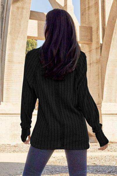 Basic Bae Full Size Ribbed Round Neck Long Sleeve Knit Top - Trendsi - Flyclothing LLC