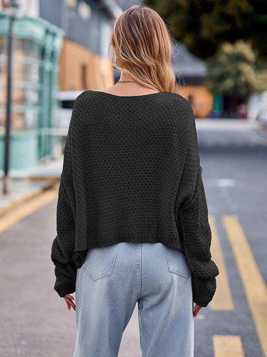 Round Neck Cable-Knit Sweater - Trendsi - Flyclothing LLC