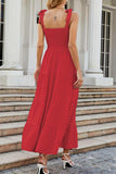 Tie-Shoulder Smocked Tiered Dress - Trendsi - Flyclothing LLC