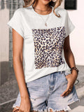 Leopard Graphic Round Neck Tee - Trendsi - Flyclothing LLC