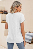 Eyelet Petal Sleeve V-Neck Knit Top - Trendsi - Flyclothing LLC