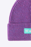 NEWYORK Patch Rib-Knit Cuffed Beanie - Trendsi - Flyclothing LLC