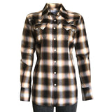Women's Brown & Rust Shadow Plaid Sawtooth Western Shirt - Rockmount Clothing - Flyclothing LLC