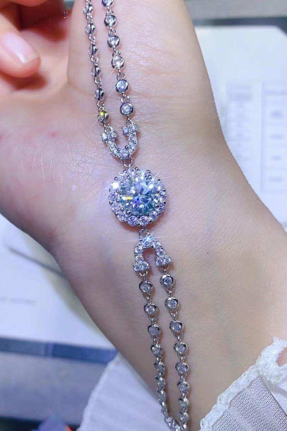 2 Carat Moissanite Double-Layered Bracelet - Trendsi - Flyclothing LLC