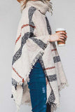 Plaid Turtleneck Raw Hem Poncho - Trendsi - Flyclothing LLC