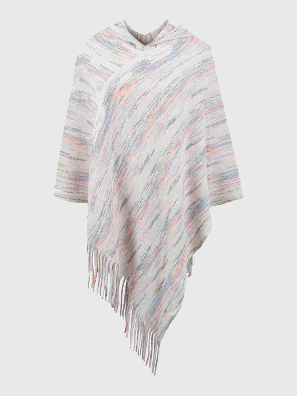 Fringe Hem Hooded Poncho - Trendsi - Flyclothing LLC