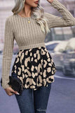 Leopard Peplum Round Neck Blouse - Trendsi - Flyclothing LLC