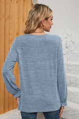 Ruched Round Neck Flounce Sleeve T-Shirt