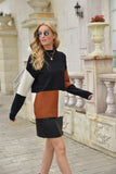 Color Block Round Neck Dropped Shoulder Sweater - Trendsi - Flyclothing LLC