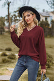 V-Neck Dropped Shoulder Blouse - Trendsi - Flyclothing LLC