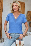 V-Neck Petal Sleeve T-Shirt - Trendsi - Flyclothing LLC