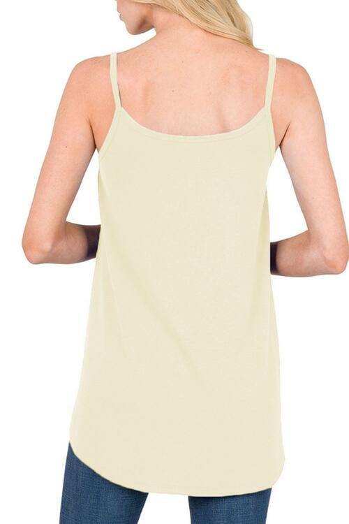 Full Size Spaghetti Strap V-Neck Flowy Tunic Cami - Trendsi - Flyclothing LLC