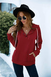 Quarter Snap Drawstring Hoodie with Kangaroo Pocket - Trendsi - Flyclothing LLC