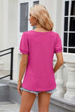 Eyelet Short Sleeve T-Shirt - Trendsi - Flyclothing LLC