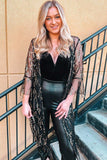 Sequin Open Front Sheer Cardigan - Trendsi - Flyclothing LLC
