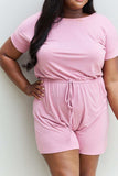 Zenana Chilled Out Full Size Short Sleeve Romper in Light Carnation Pink - Trendsi - Flyclothing LLC