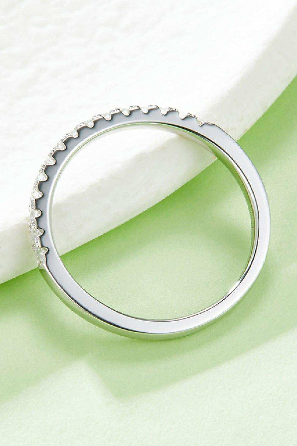 Moissanite Platinum-Plated Half-Eternity Ring - Trendsi - Flyclothing LLC