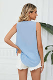 Contrast Trim Plunge Sleeveless Blouse - Trendsi - Flyclothing LLC