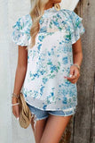 Printed Ruffled Mock Neck Blouse - Trendsi - Flyclothing LLC