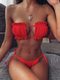 Frill Trim Ruched Bikini Set - Trendsi - Flyclothing LLC