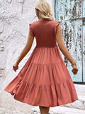 Smocked Round Neck Tiered Dress - Trendsi - Flyclothing LLC