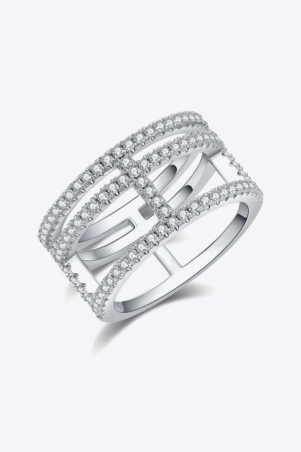Moissanite Cutout Wide Ring - Trendsi - Flyclothing LLC