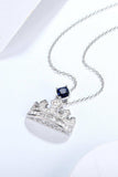 Zircon Lab-Grown Sapphire Crown Shape Pendant Necklace - Trendsi - Flyclothing LLC