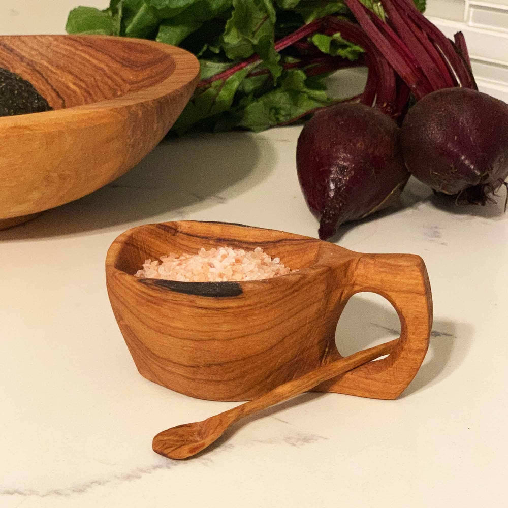 Reclaimed Olive Wood Salt Pot - Kahero Farm - Kenya - Kahero Farm - Flyclothing LLC