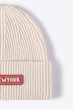 NEWYORK Patch Rib-Knit Cuffed Beanie - Trendsi - Flyclothing LLC