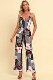 Printed Spaghetti Strap Tied Jumpsuit - Trendsi - Flyclothing LLC