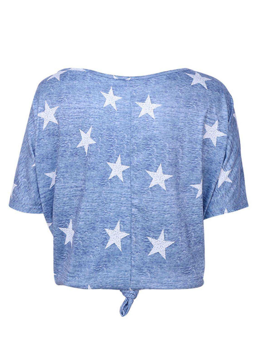 Star Print Short Sleeve T-Shirt - Trendsi - Flyclothing LLC