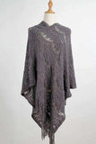 Fringe Openwork Surplice Cape Sleeve Poncho - Trendsi - Flyclothing LLC