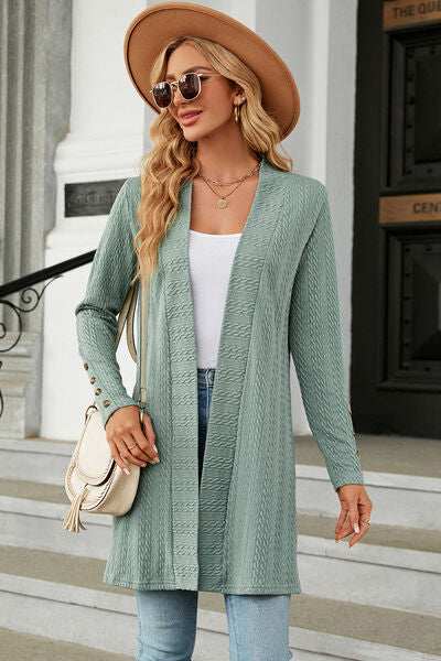 Open Front Long Sleeve Cardigan - Trendsi - Flyclothing LLC