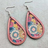 Floral Wood Teardrop Earrings - Trendsi - Flyclothing LLC