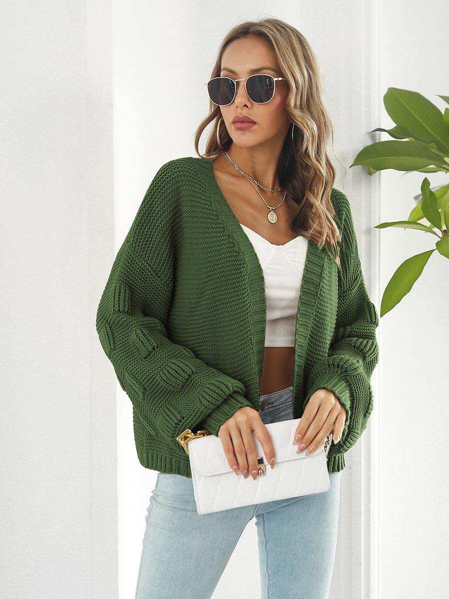 Open Front Ribbed Trim Cardigan - Trendsi - Flyclothing LLC