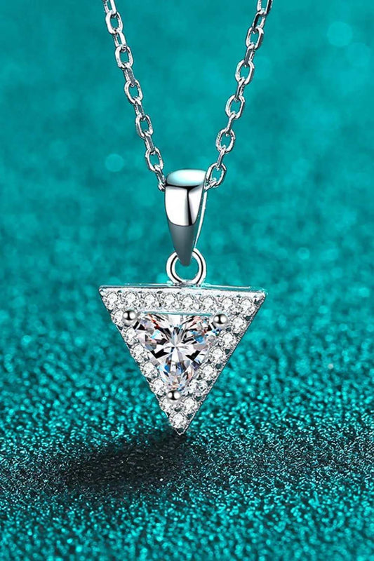 925 Sterling Silver Triangle Moissanite Pendant Necklace - Trendsi - Flyclothing LLC
