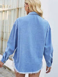 Pearl Detail Pocketed Button Up Denim Jacket - Trendsi - Flyclothing LLC