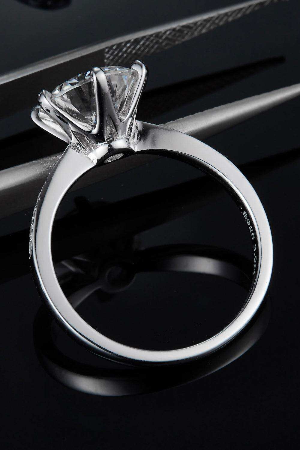 3 Carat Moissanite Side Stone Ring - Trendsi - Flyclothing LLC