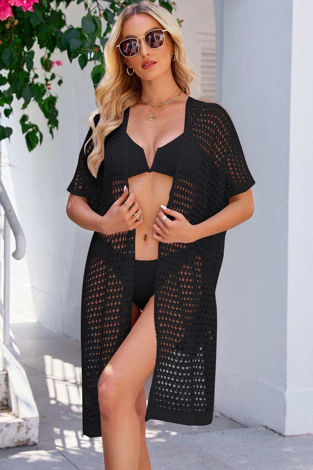 Openwork Tie Waist Cover Up - Trendsi - Flyclothing LLC