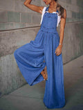 Wide Leg Denim Overalls - Trendsi - Flyclothing LLC