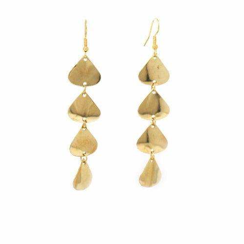 Geometric Tiered Brass Drop Earrings - Asha Handicrafts - Flyclothing LLC