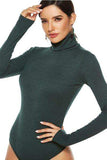 Ribbed Turtleneck Long Sleeve Bodysuit - Trendsi - Flyclothing LLC