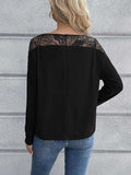 Lace Long Sleeve Round Neck Tee - Trendsi - Flyclothing LLC